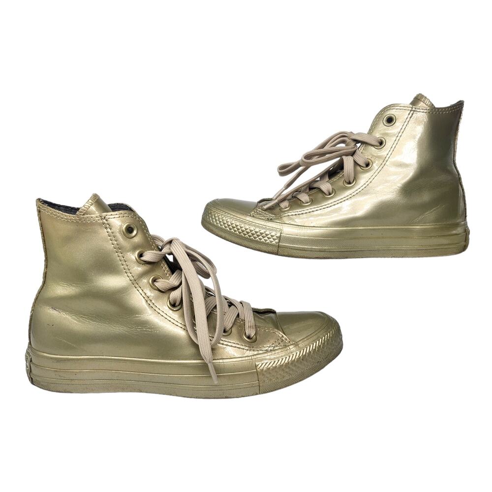 Converse All Star Shoes Womens 5 Gold Metallic Shiny High Tops Sneakers